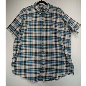 SGR Plaid Short Sleeve Button‎ Up Shirt Men's 3XL Blue Black White